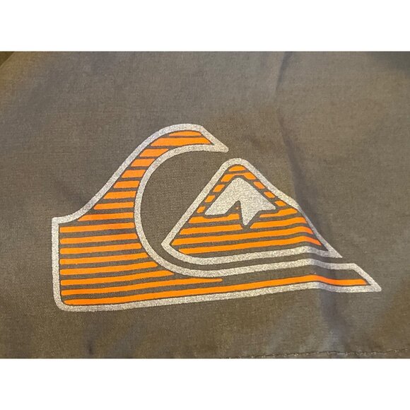 Quiksilver Mens Khaki Board Shorts Size 26 With Orange Drawstring & Pocket - Picture 13 of 13